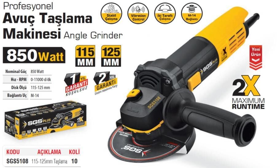 SGS 5108 PROFESYONEL AVUÇ TAŞLAMA MAKİNESİ  850W