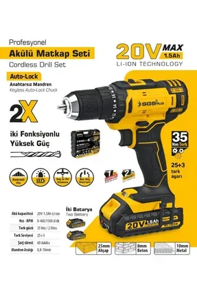 SGS 5249 PROFESYONEL AKÜLÜ MATKAP SETİ 20V